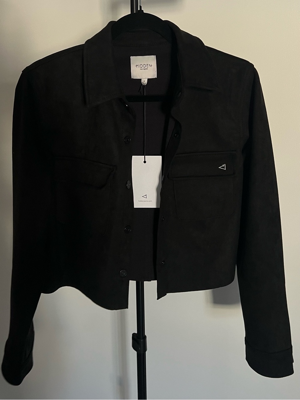 Hidden Jeans Crop Black Suede Jacket